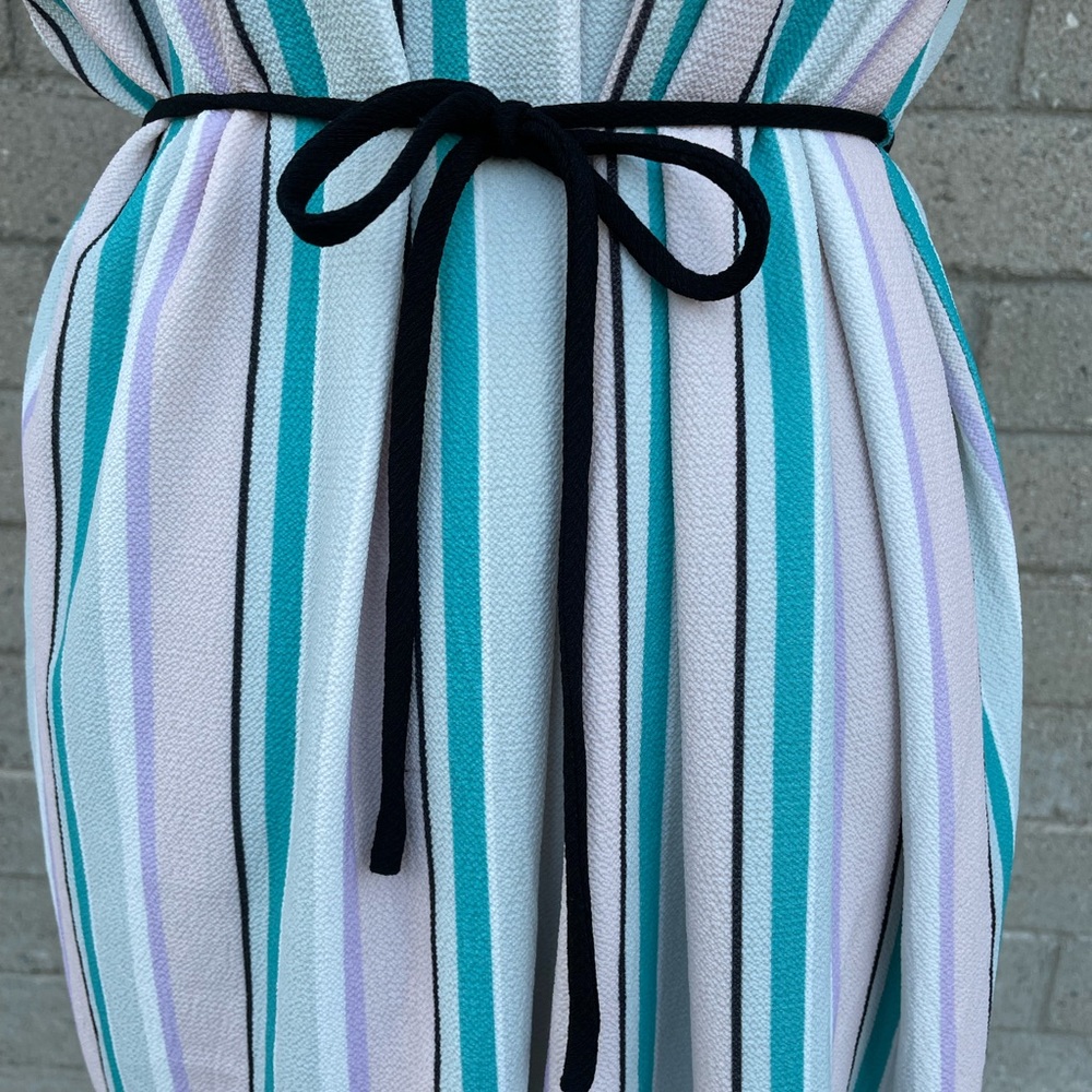 Striped One-Shoulder Dress with Ruffle - Picture 9 of 11